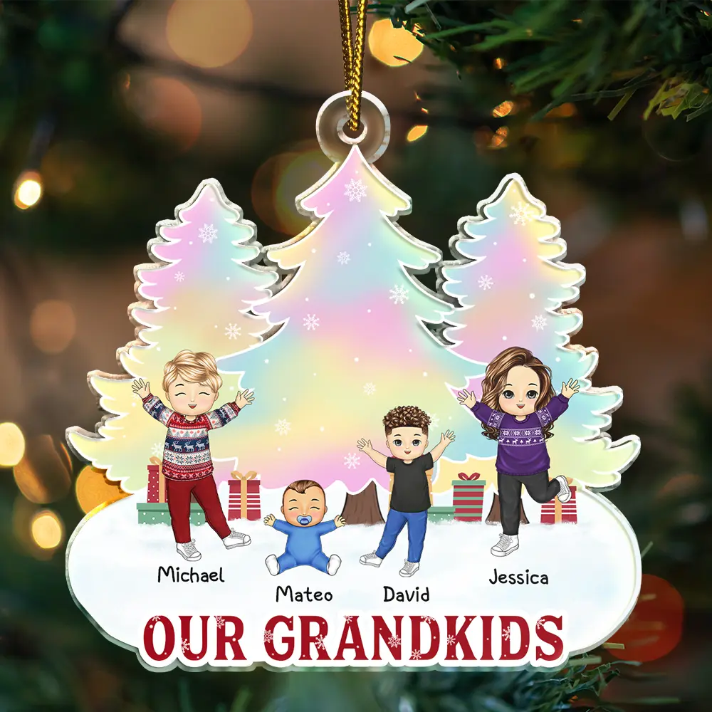 Gift For Grandparents - Merry Christmas My Grandkids - Personalized Custom Shaped Acrylic Ornament