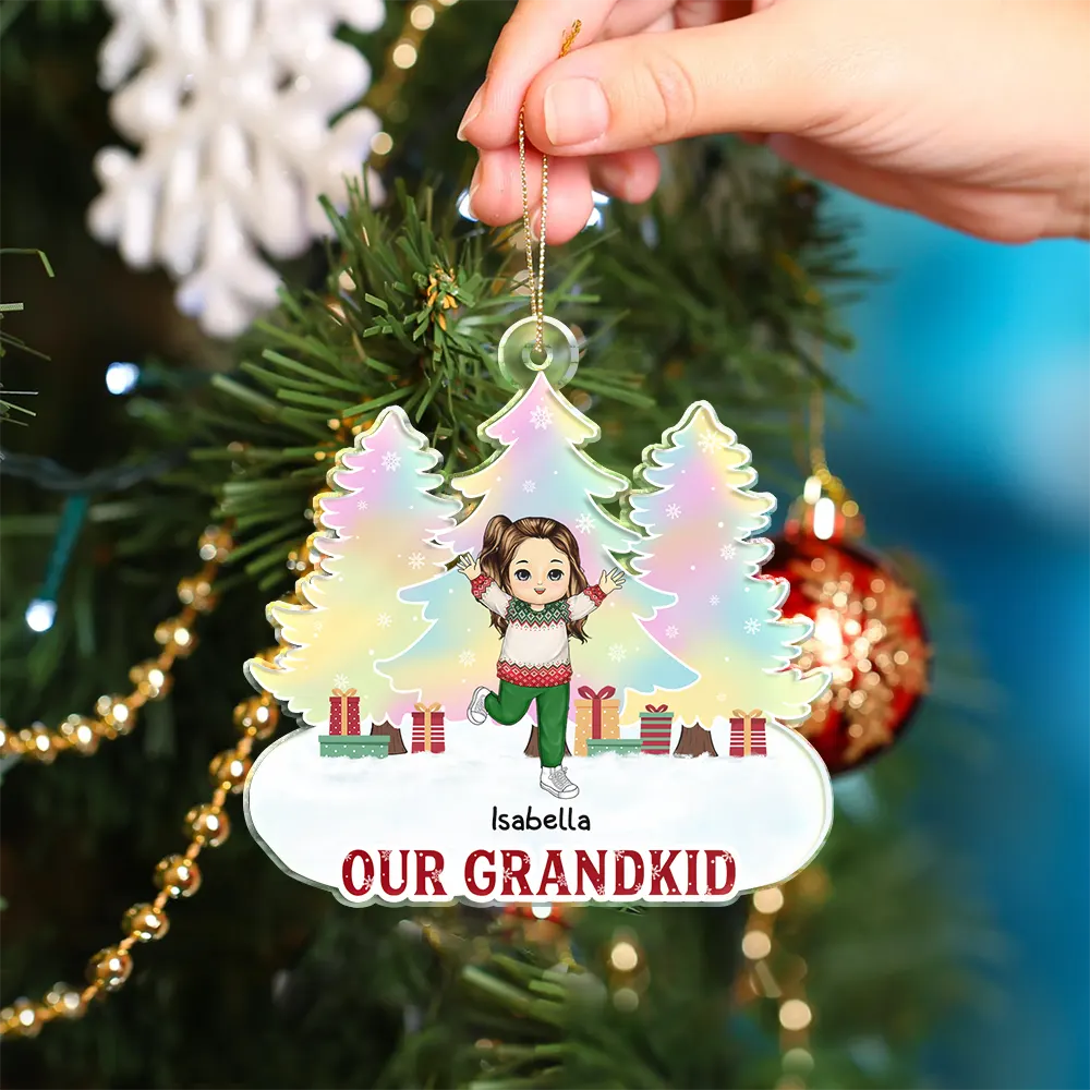 Gift For Grandparents - Merry Christmas My Grandkids - Personalized Custom Shaped Acrylic Ornament