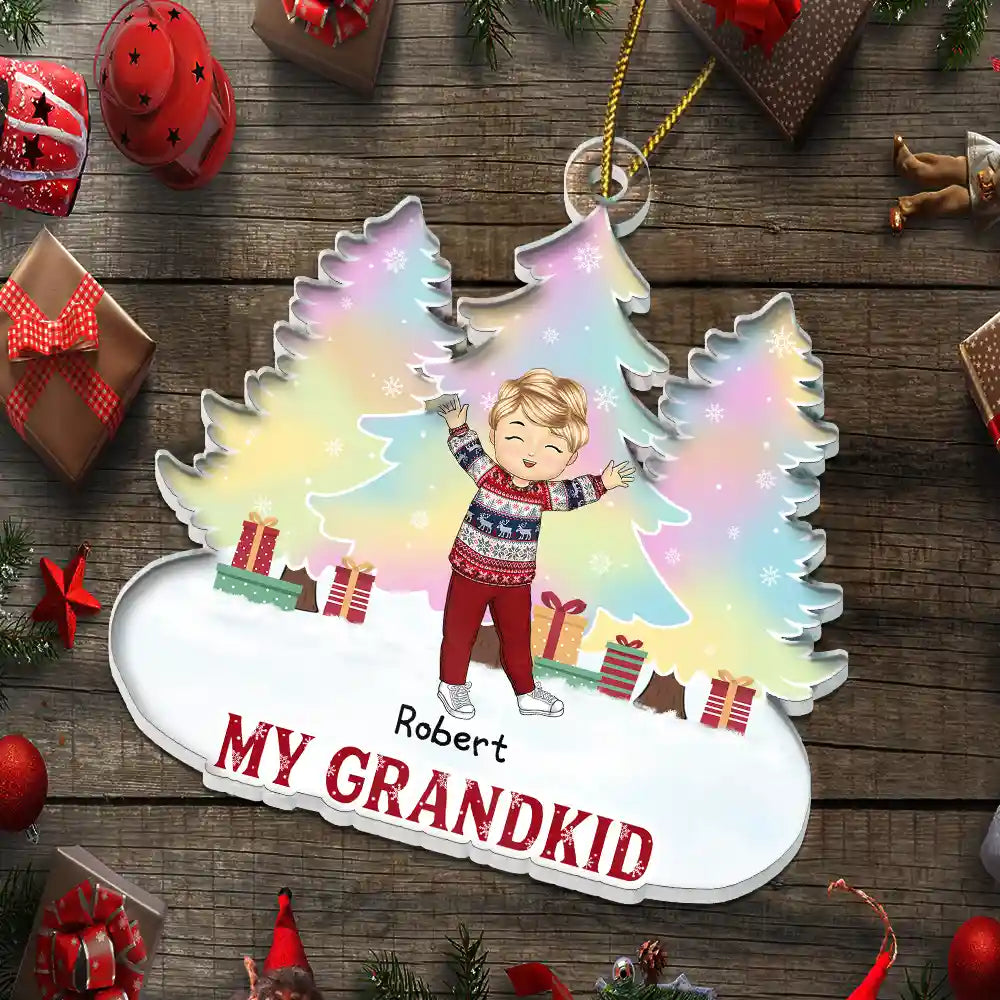 Gift For Grandparents - Merry Christmas My Grandkids - Personalized Custom Shaped Acrylic Ornament