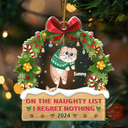 Cat Lovers - Hanging Cat On The Naughty List - Personalized Custom Shaped Acrylic Ornament