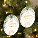 Gift For Couples - Holding Hands Couples Anniversary - Personalized Circle Ceramic Ornament