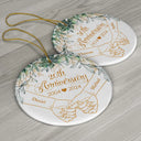 Gift For Couples - Holding Hands Couples Anniversary - Personalized Circle Ceramic Ornament