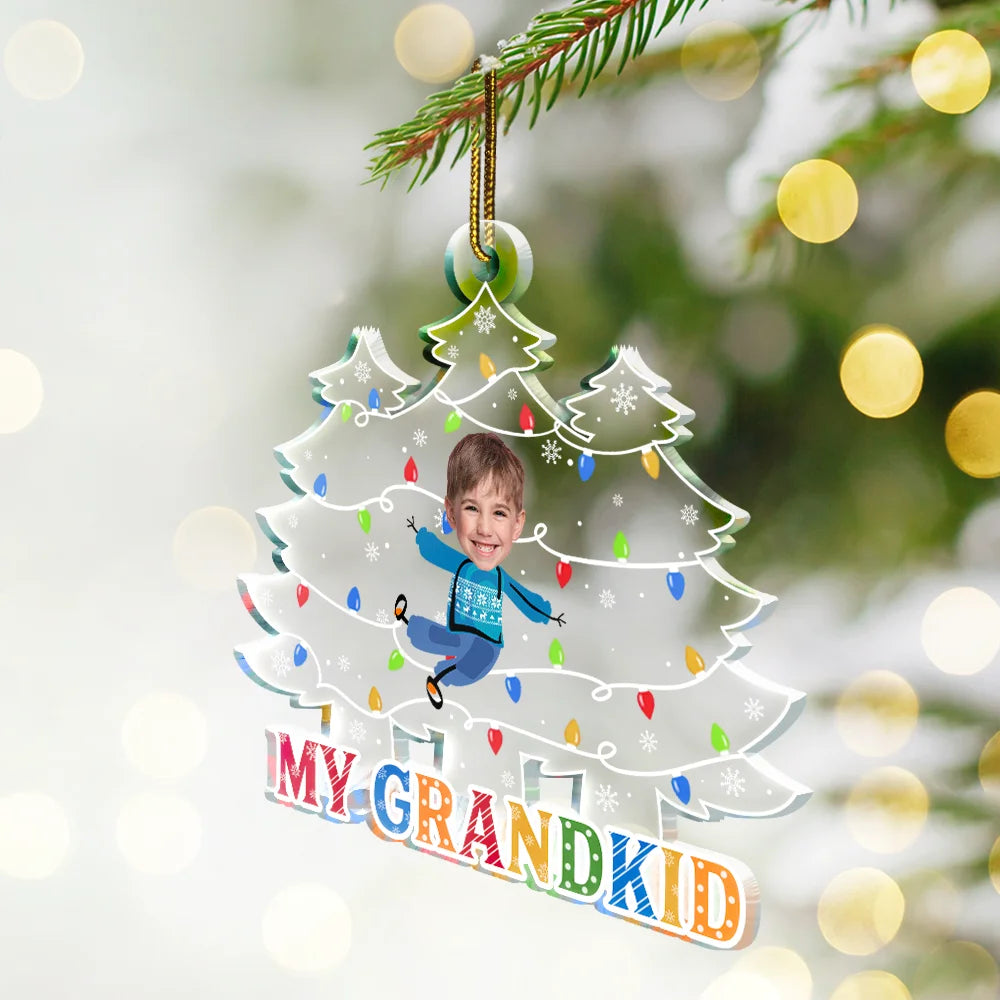 Gift For Grandparents - Custom Photo Our Grandkids Christmas Tree - Personalized Custom Shaped Acrylic Ornament