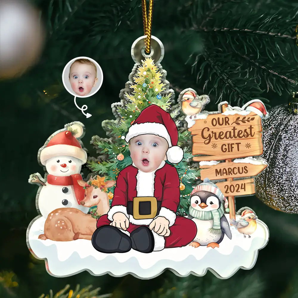 New baby, Gift For Kids - Custom Photo Our Greatest Gift - Personalized Custom Shaped Acrylic Ornament