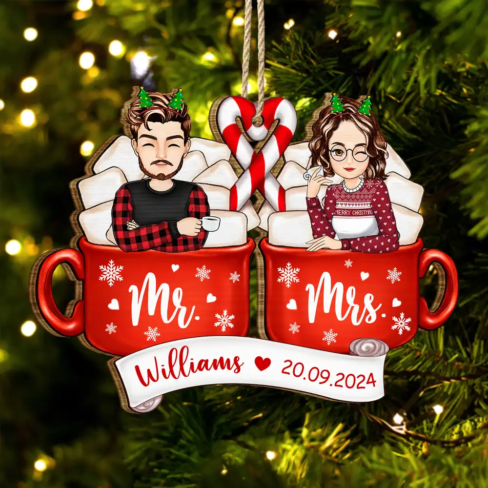 Gift For Couples - Christmas Husband And Wife Together - Personalized Wooden Cutout Ornament