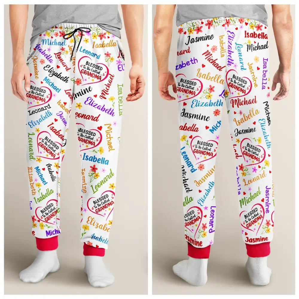 Gift For Grandma - Blessed To Be Called Grandma Nana - Personalized Pajama Pants