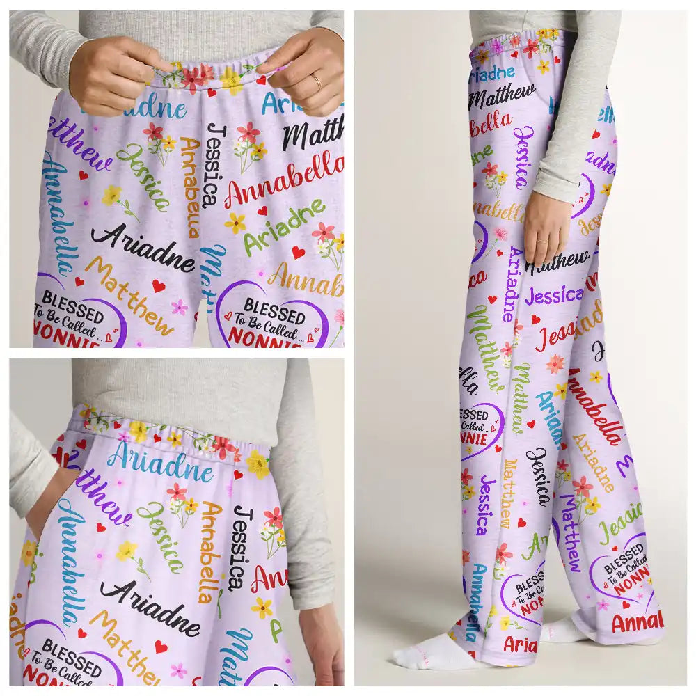 Gift For Grandma - Blessed To Be Called Grandma Nana - Personalized Pajama Pants