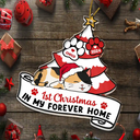 Pet Lovers, Cat Lovers - Lying Cat First Christmas In My Forever Home - Personalized Cutout Acrylic Ornament