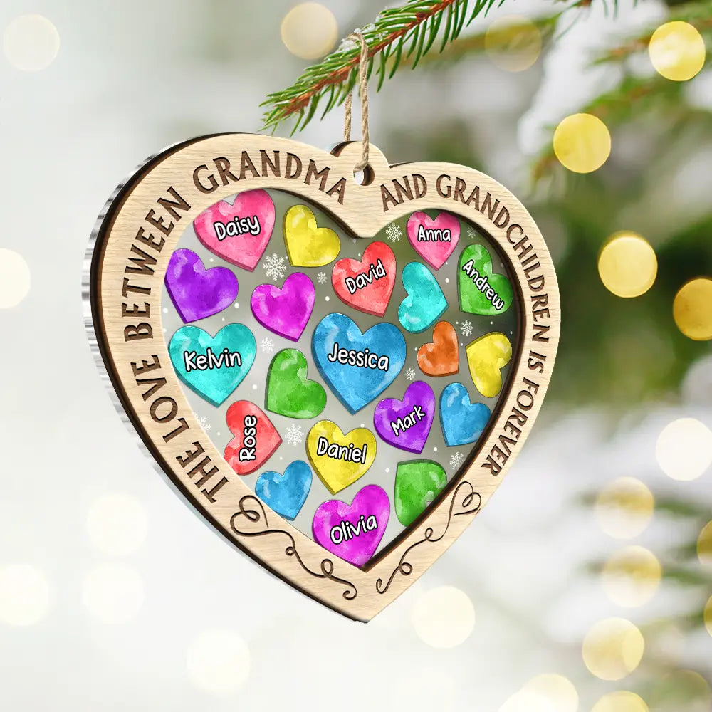 Gift For Grandparents, Gift For Kids - The Love Between Grandma And Grandchildren Is Forever - Personalized 2-Layered Mix Ornament