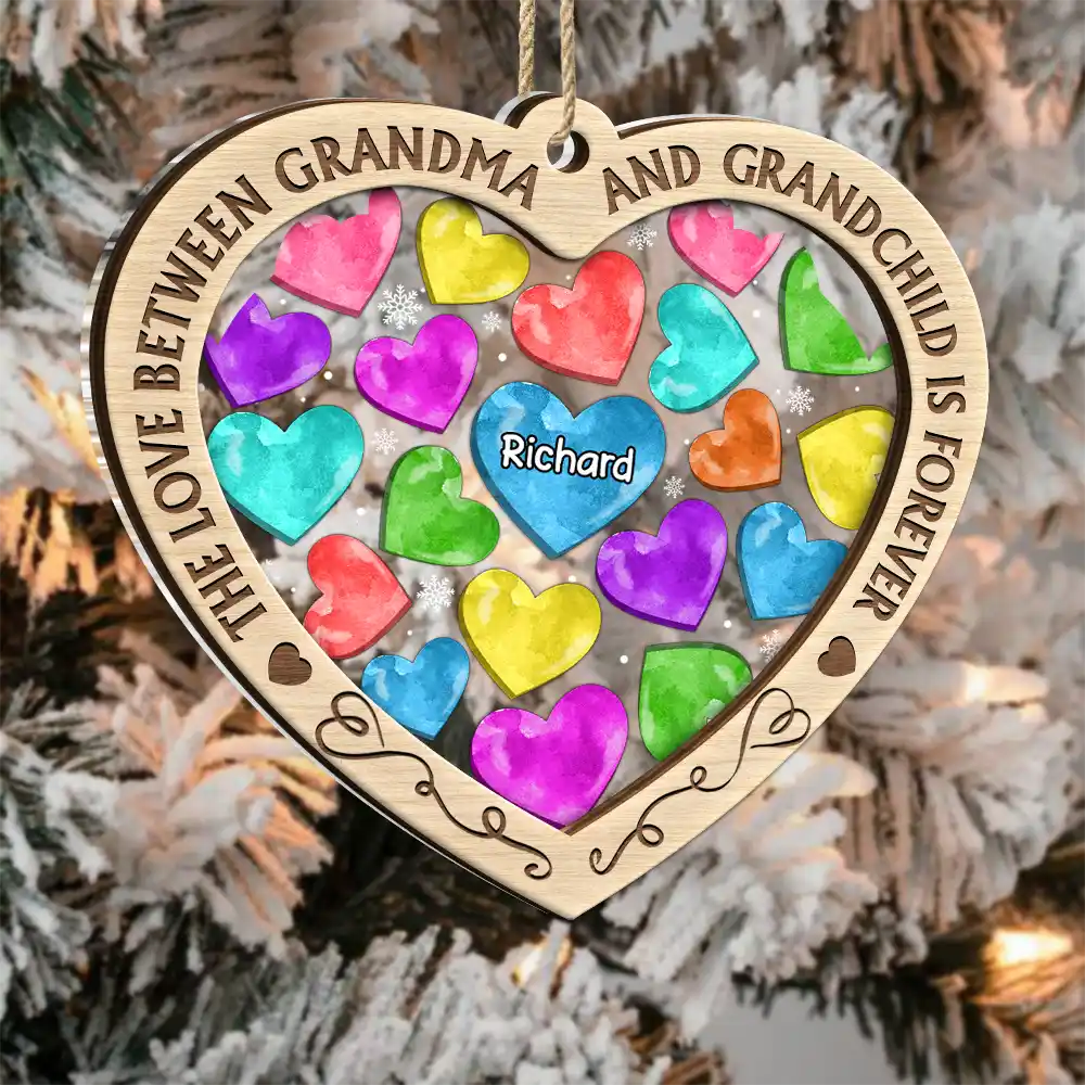 Gift For Grandparents, Gift For Kids - The Love Between Grandma And Grandchildren Is Forever - Personalized 2-Layered Mix Ornament