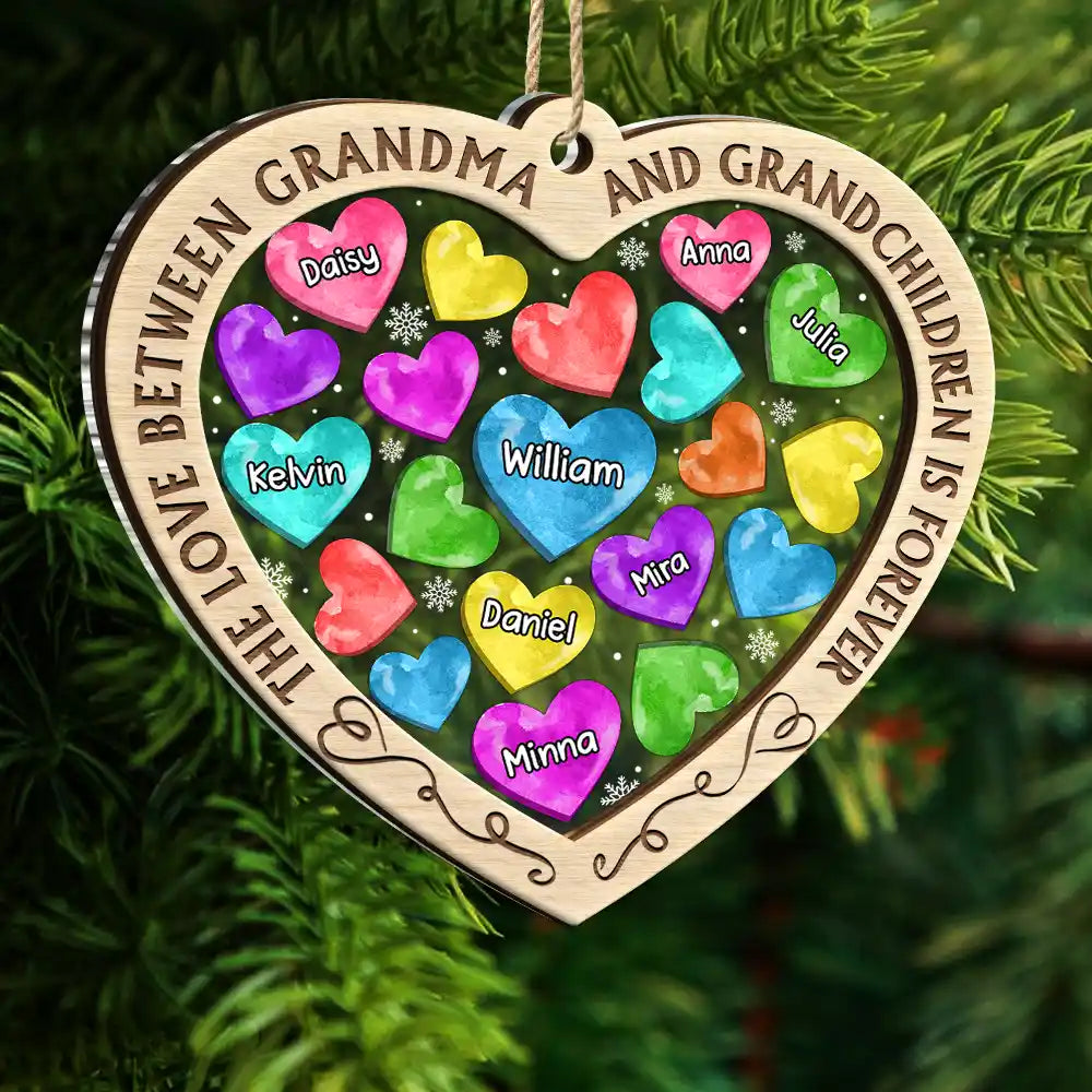 Gift For Grandparents, Gift For Kids - The Love Between Grandma And Grandchildren Is Forever - Personalized 2-Layered Mix Ornament