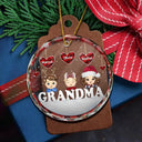 Gift For Grandparents - Chibi Grandkids Heart By Heart - Personalized Circle Glass Ornament