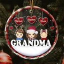 Gift For Grandparents - Chibi Grandkids Heart By Heart - Personalized Circle Glass Ornament