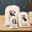 Christmas,Continue Shopping,Family,Parents,Gift For Kids,Happy - Name Monogram Snowman Merry Christmas - Personalized Favor Bag