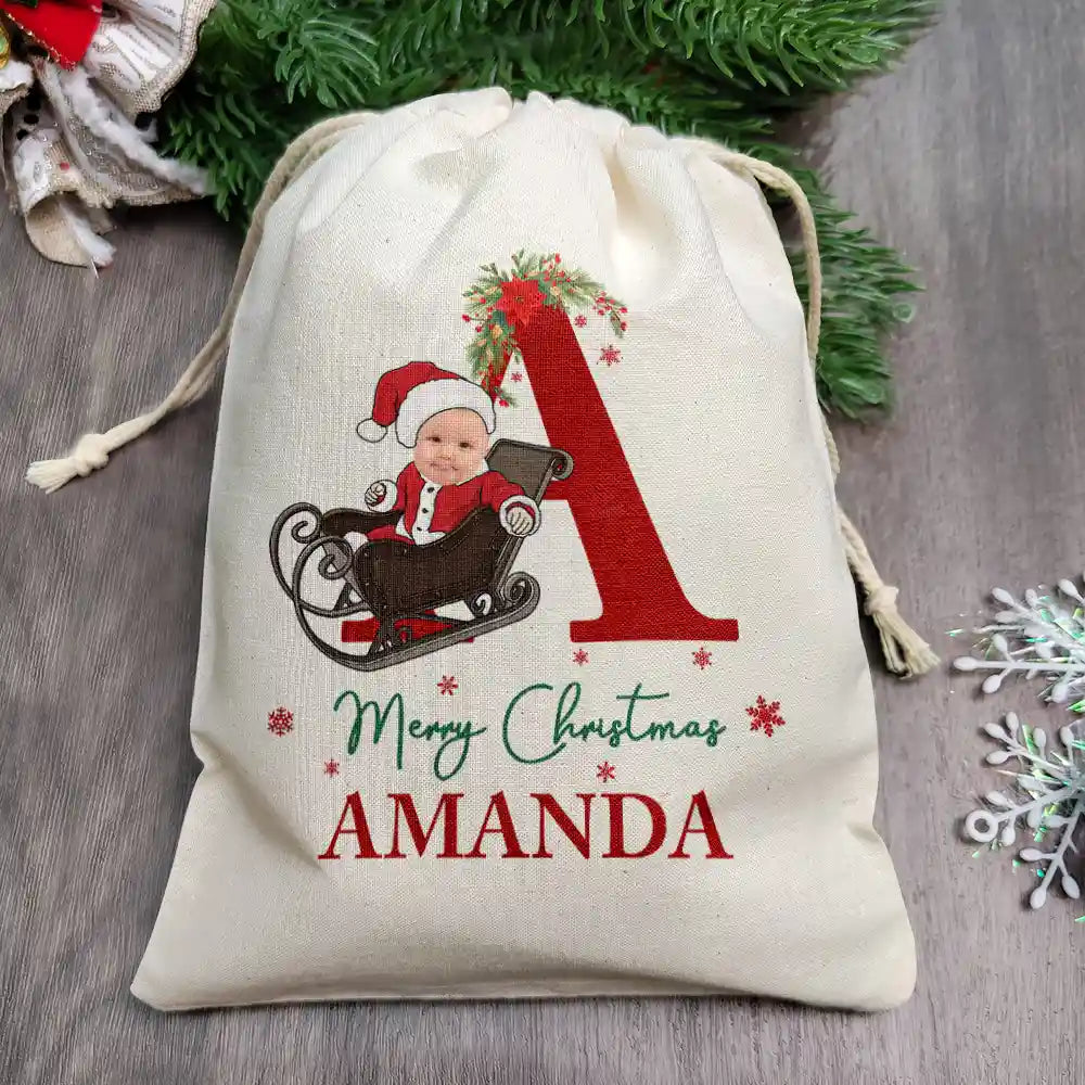 Gift For Kids, Gift For Son, Gift For Daughter - Custom Photo Monogram Baby Costumes Merry Christmas - Personalized Favor Bag