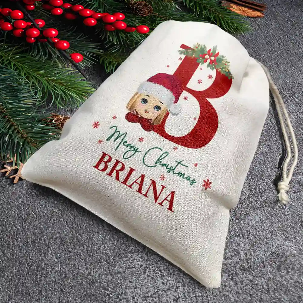 Gift For Kids - Monogram Name Merry Christmas - Personalized Favor Bag