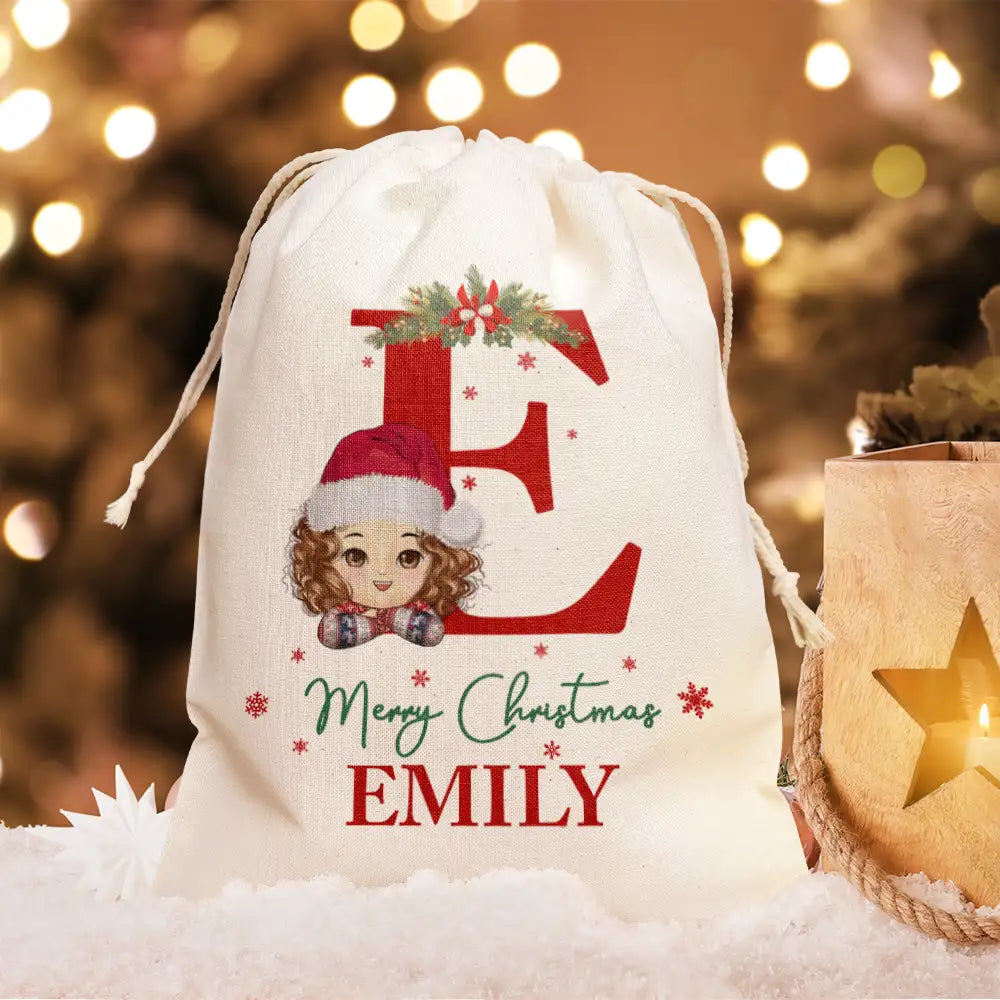 Gift For Kids - Monogram Name Merry Christmas - Personalized Favor Bag