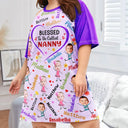 Gift For Grandma, Gift For Mother - Custom Photo Blessed To Be Called Grandma Nana - Personalized Women's Sleep Tee