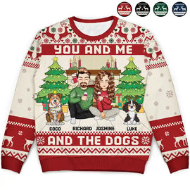 Christmas,Gift For Couples,Pet Lovers,Dog Lovers,Cat Lovers,Happy - You And Me And The Pets - Personalized Unisex Ugly Sweater