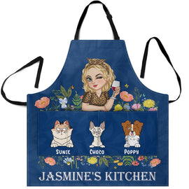 Gift For Grandma, Gift For Mother - Woman Kitchen With Pets - Personalized Apron