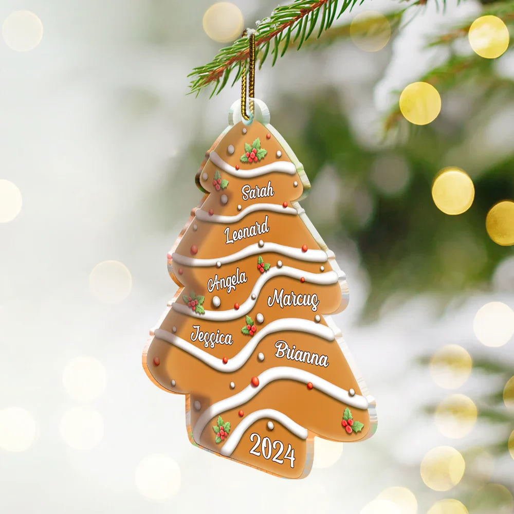 Family, Parents, Gift For Kids - Family Name Christmas Tree Cookie - Personalized Custom Shaped Acrylic Ornament