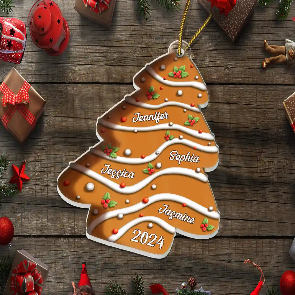 Family, Parents, Gift For Kids - Family Name Christmas Tree Cookie - Personalized Custom Shaped Acrylic Ornament