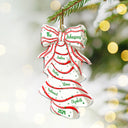 Family, Parents, Gift For Kids - Family Name Christmas Tree Bow - Personalized Custom Shaped Acrylic Ornament
