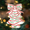 Family, Parents, Gift For Kids - Family Name Christmas Tree Bow - Personalized Custom Shaped Acrylic Ornament
