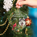 Pet Lovers, Dog Lovers, Cat Lovers - Custom Photo Pet Memorial Forever In My Heart - Personalized Custom Shaped Acrylic Ornament