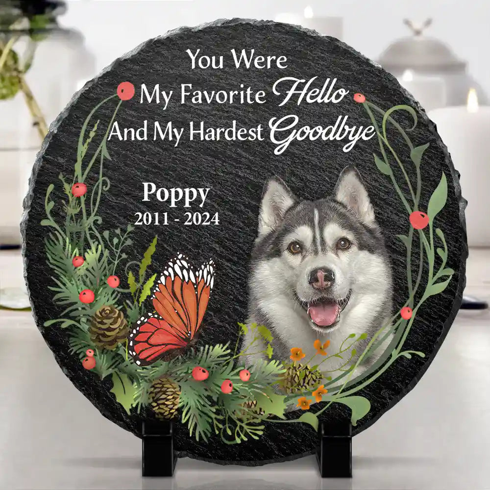 Memorial,Custom Photo,Pet Lovers,Dog Lovers,Cat Lovers,Sad - Custom Photo Pet Memorial Forever In My Heart - Personalized Circle Memorial Garden Stone