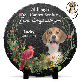 Memorial,Custom Photo,Pet Lovers,Dog Lovers,Cat Lovers,Sad - Custom Photo Pet Memorial Forever In My Heart - Personalized Circle Memorial Garden Stone