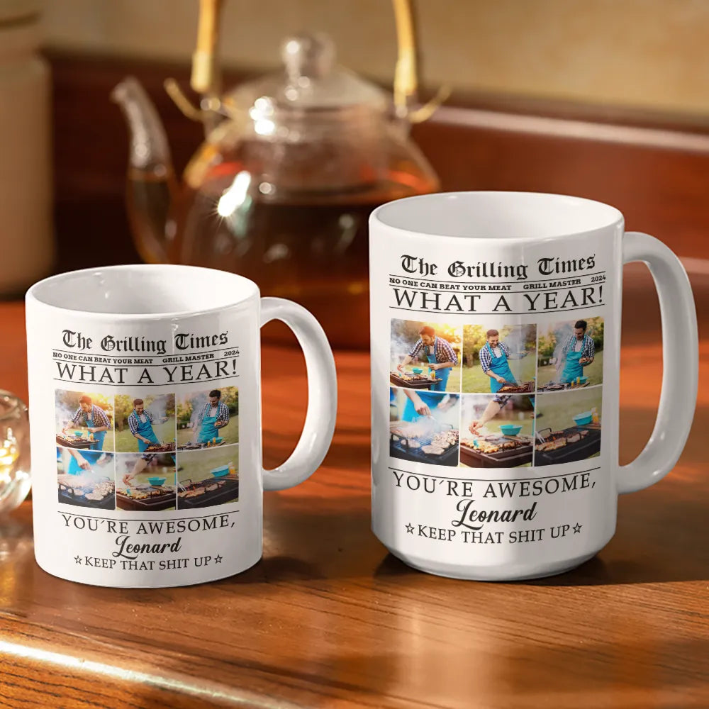 Fishing, Golf, Grilling - Custom Photo The Fishing Times Golfing Hunting Grilling - Personalized White Edge-to-Edge Mug