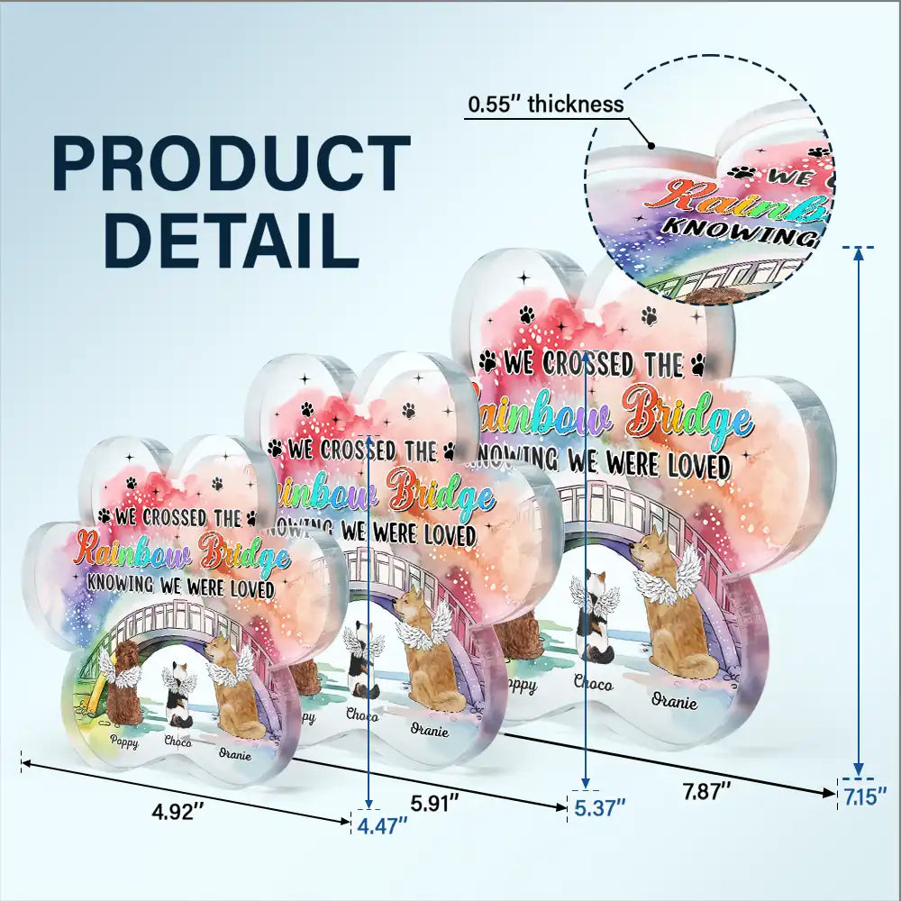 Pet Lovers, Dog Lovers, Cat Lovers, Memorial - Memorial We Will Meet Again At The Rainbow Bridge - Personalized Paw Shaped Acrylic Plaque
