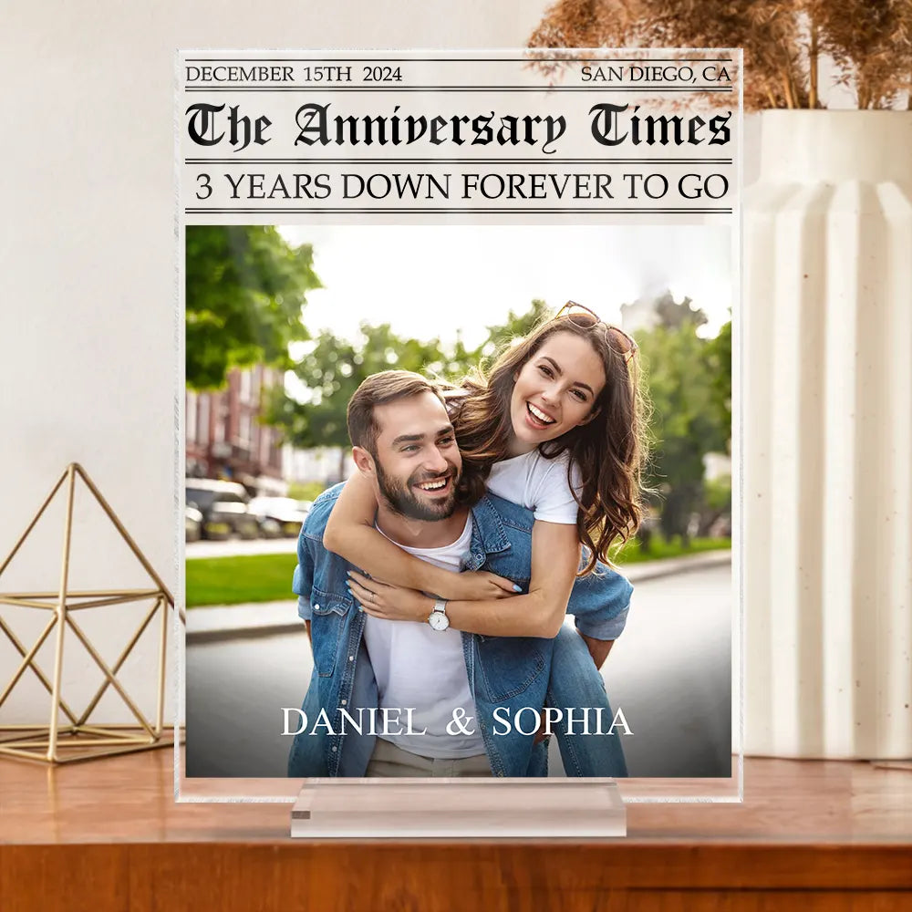 Custom Photo The Anniversary Times - Personalized Vertical Rectangle Acrylic Plaque