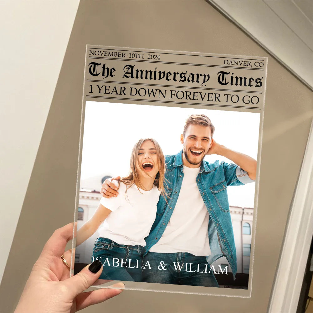 Custom Photo The Anniversary Times - Personalized Vertical Rectangle Acrylic Plaque