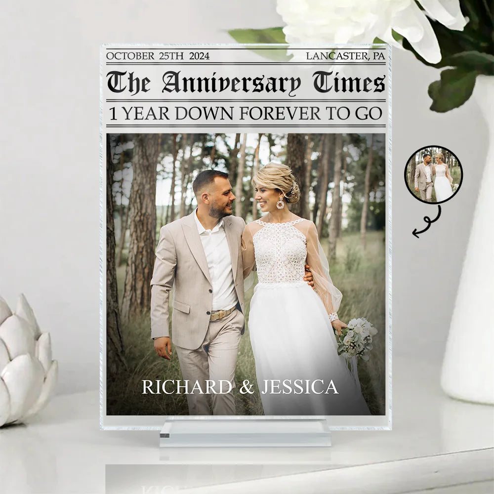 Gift For Couple - Custom Photo The Anniversary Times - Personalized Vertical Rectangle Acrylic Plaque