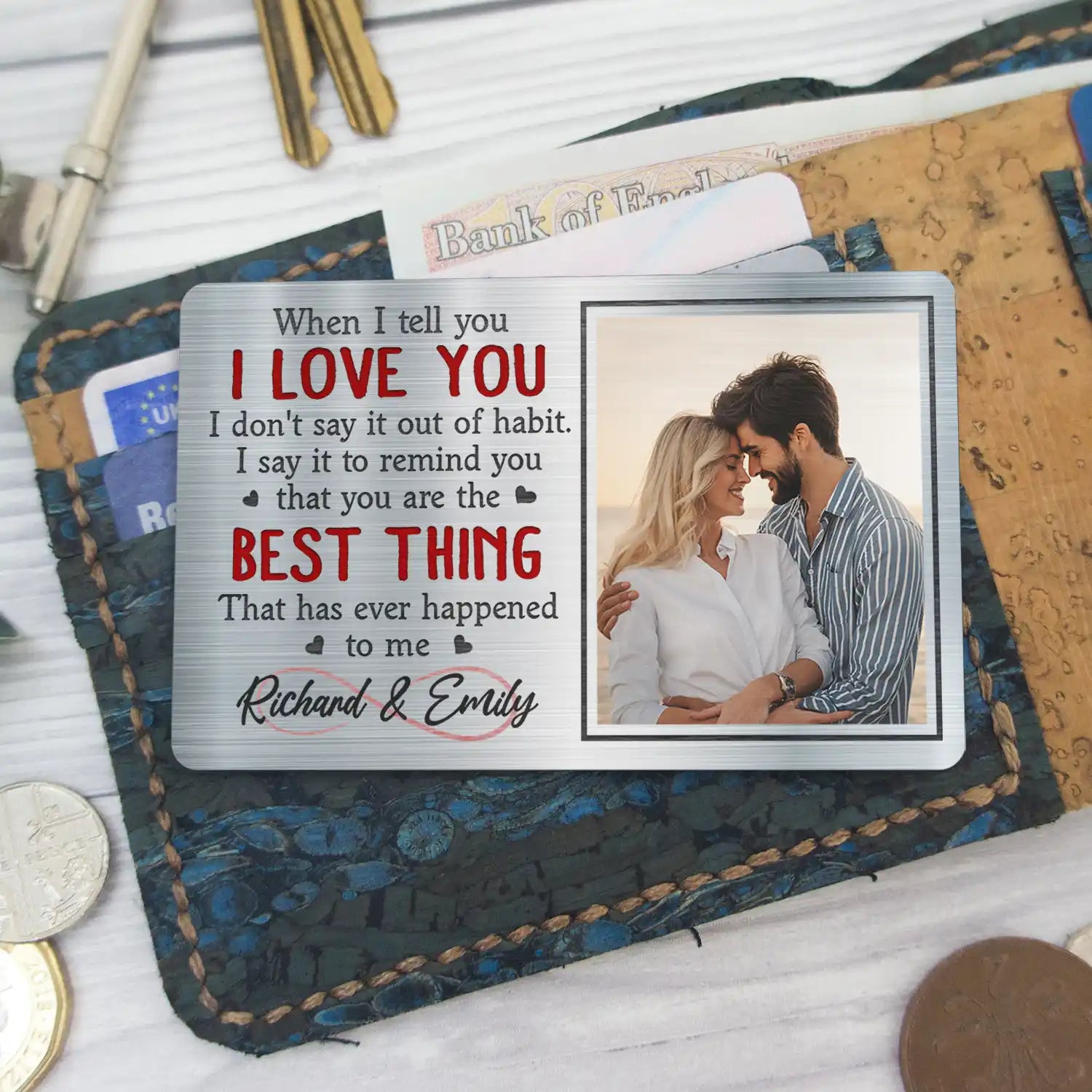 Gift For Couples,Gift For Husband,Gift For Wife,Gift For Boyfriend,Gift For Girlfriend,Love - Custom Photo When I Tell You I Love You - Personalized Aluminum Wallet Card