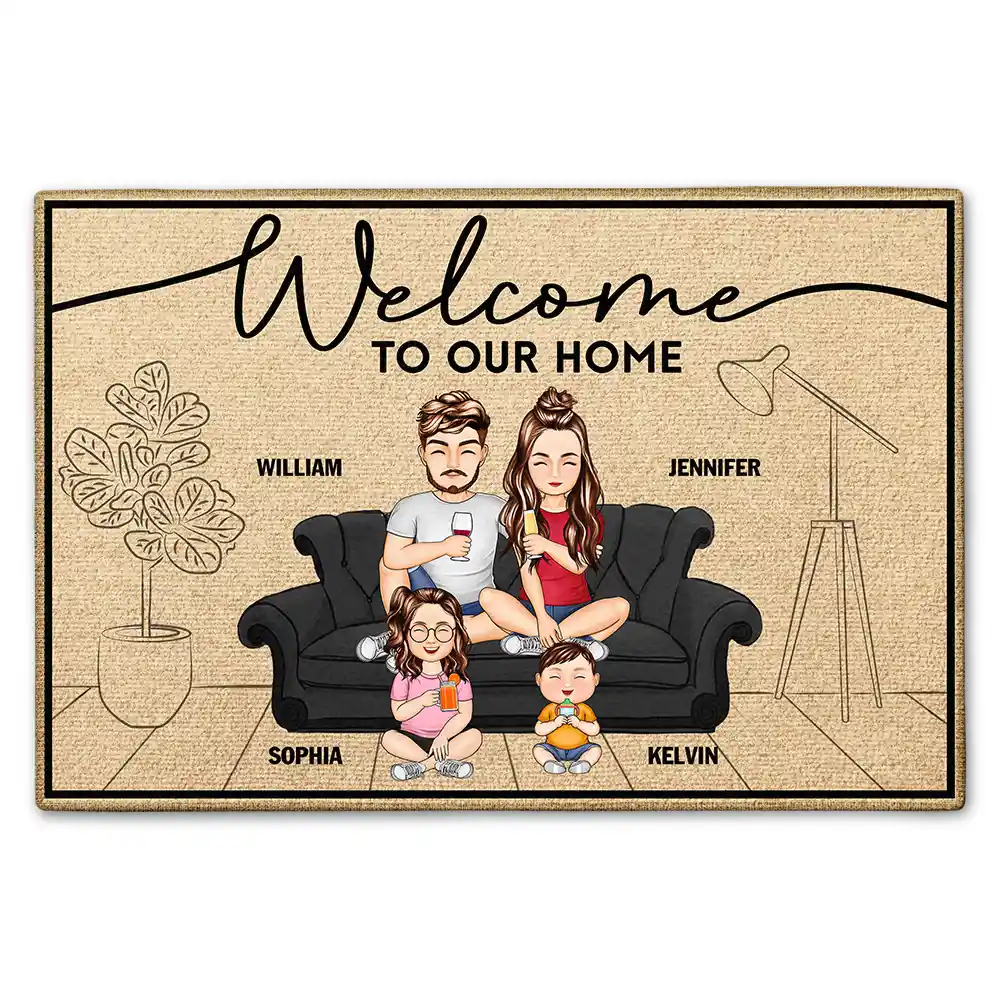 Gift For Couples,Pet Lovers,Dog Lovers,Cat Lovers,Family - Welcome To Our Home Family - Personalized Doormat
