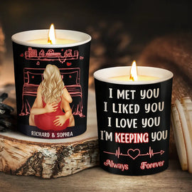 Gift For Couples,Gift For Husband,Gift For Wife,Gift For Boyfriend,Gift For Girlfriend,Love - I Love You I'm Keeping You - Personalized Scented Candle With Wooden Lid