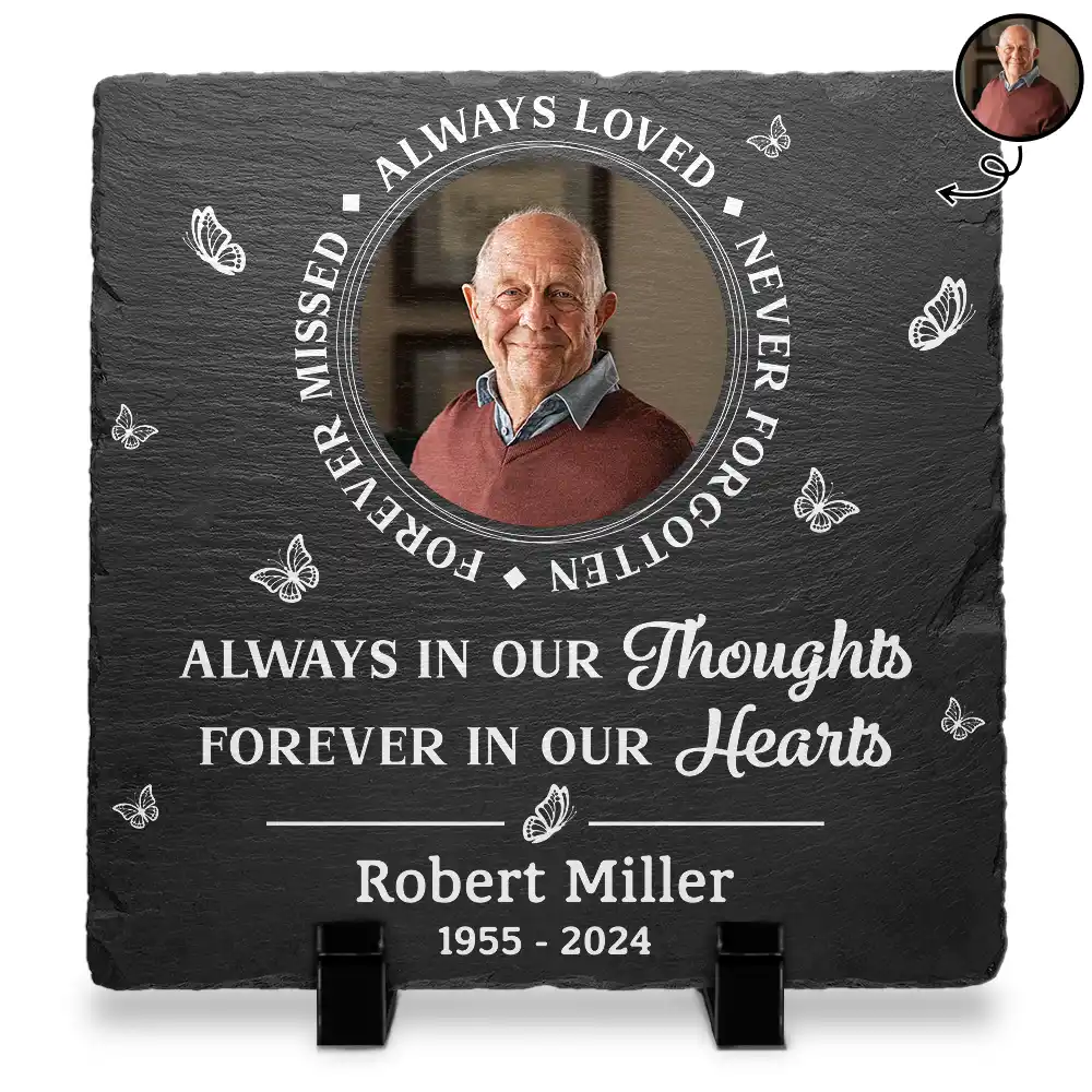 Memorial, Family, Parents - Custom Photo Memorial Always Loved Never Forgotten - Personalized Rectangle Memorial Garden Stone