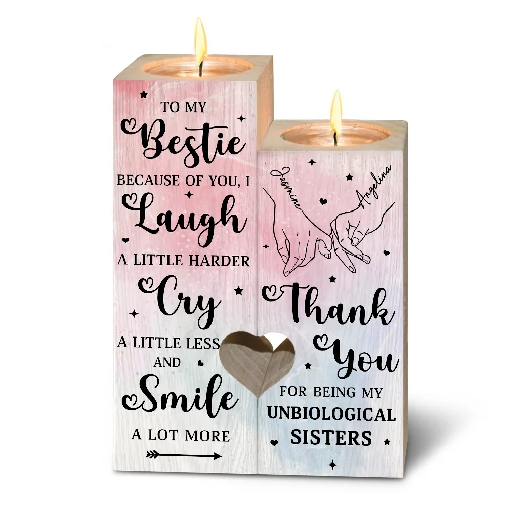 Gift For Bestie,Happy,Gift For Sisters - Thank You For Being My Unbiological Sisters - Personalized Candle Holder