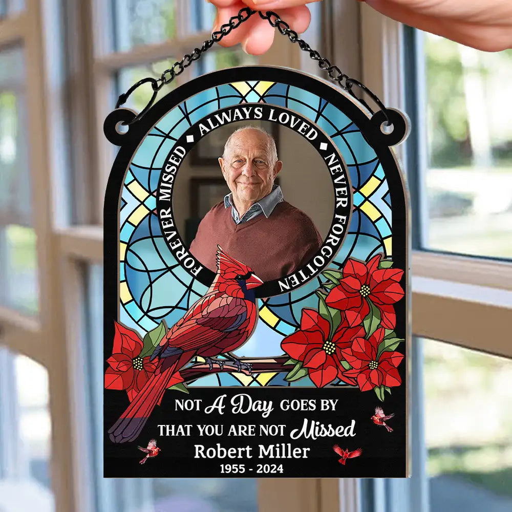 Custom Photo,Memorial,Sad,Family - Custom Photo Memorial Always Loved Never Forgotten - Personalized Window Hanging Suncatcher Ornament