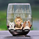 Gift For Yourself,Happy,Dog Lovers,Dog Mom - My Dog & I Talk About You - Persoanlized Stemless Wine Glass