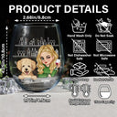 Gift For Yourself,Happy,Dog Lovers,Dog Mom - My Dog & I Talk About You - Persoanlized Stemless Wine Glass