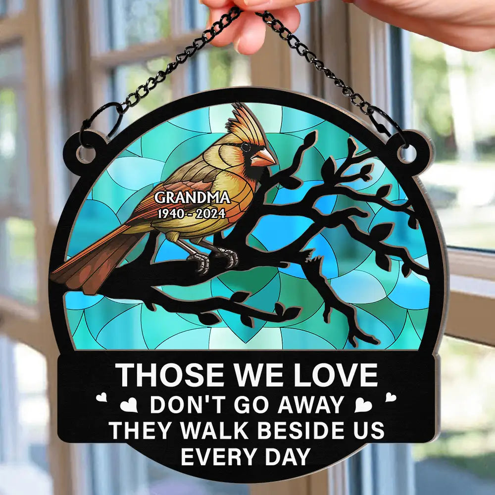 Family,Memorial,Sad - Memorial Cardinal Bird A Limb Has Fallen From The Family - Personalized Window Hanging Suncatcher Ornament