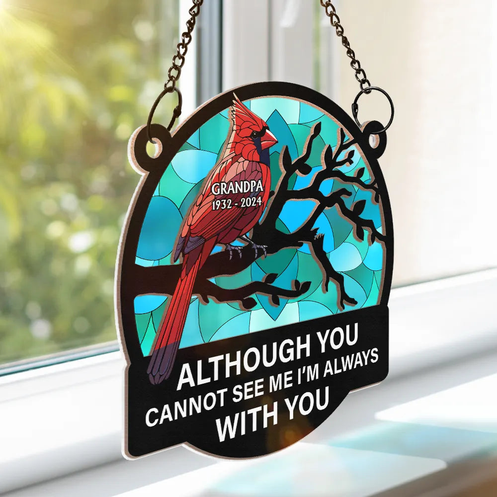 Family,Memorial,Sad - Memorial Cardinal Bird A Limb Has Fallen From The Family - Personalized Window Hanging Suncatcher Ornament