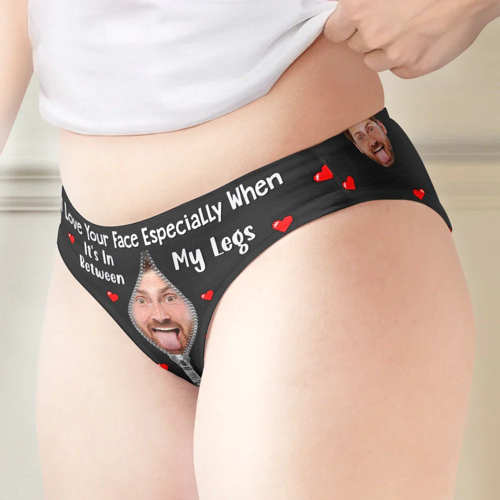 Gift For Husband, Gift For Boyfriend - Custom Photo I Love Your Face - Personalized Women's Low-waisted Brief