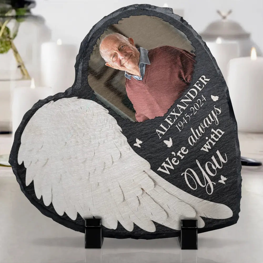 Custom Photo Although You Cannot See Me I'm Always With You - Personalized Heart Memorial Garden Stone