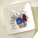 Gift For Husband,Gift For Couples,Gift For Wife,Gift For Boyfriend,Gift For Girlfriend - Skyline Backside Couple - Personalized Ring Dish
