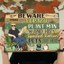 Beware A Crazy Plant Lady & Her Spoiled Rotten Dogs Cats Live Here Gardening - Garden Sign, Birthday, Housewarming Gift For Her, Him, Gardener, Outdoor Decor - Personalized Custom Classic Metal Signs